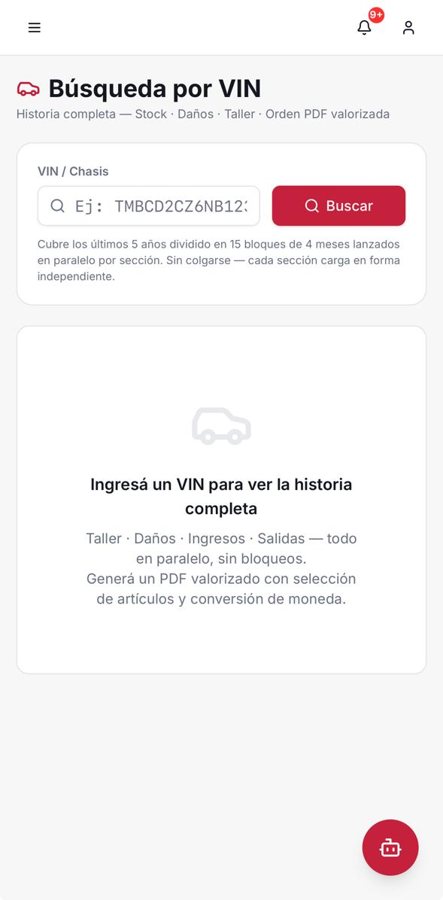 MMGR Operations en el celular: búsqueda por VIN